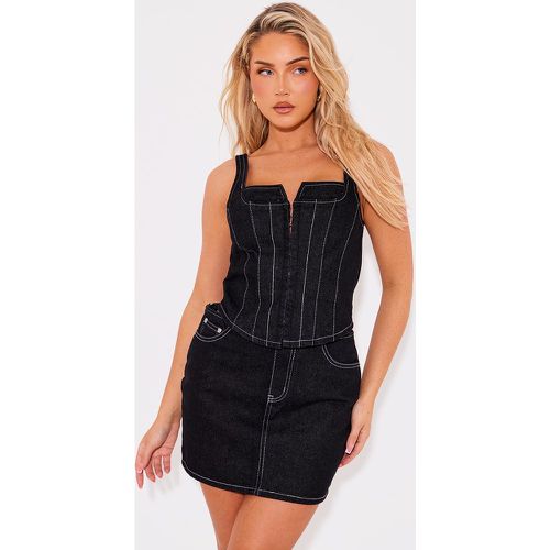Top corset en jean à coutures contrastées - PrettyLittleThing - Modalova