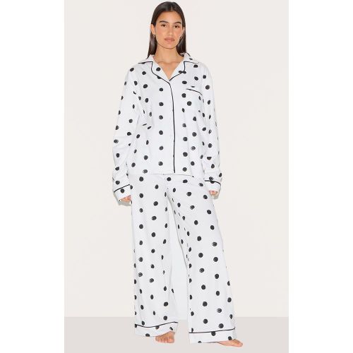 Ensemble de pyjama long en jersey à pois et lisérés contrastants - PrettyLittleThing - Modalova