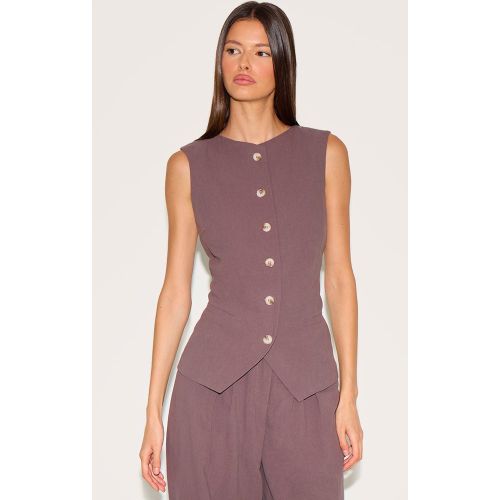Gilet de tailleur en effet lin - PrettyLittleThing - Modalova