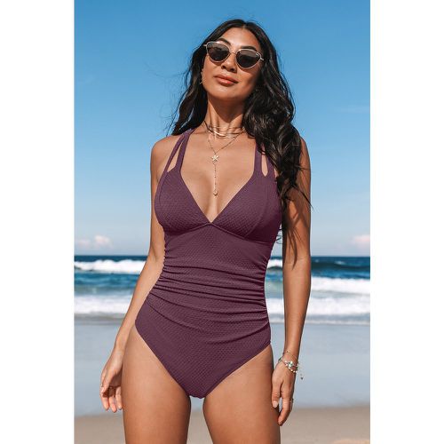 Maillot de bain une pièce ventre plat avec col plongeant prune - CUPSHE - Modalova