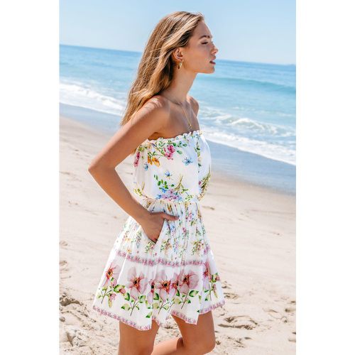 Robe courte avec taille à nouer à imprimé floral - CUPSHE - Modalova