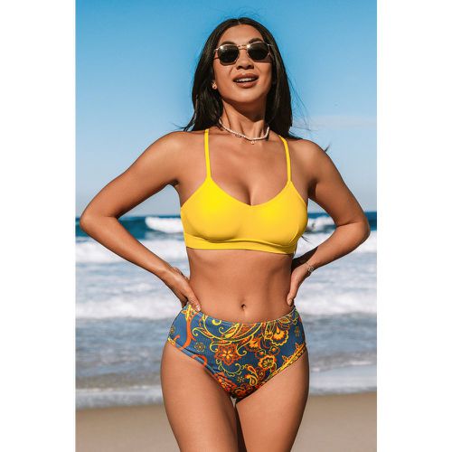 Bikini à imprimé floral croisé dans le dos et bas hipster - CUPSHE - Modalova