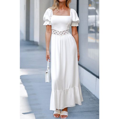 Robe longue avec col carré et manches bouffantes blanche - CUPSHE - Modalova