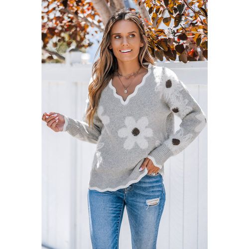 Pull festonné en tricot gris - CUPSHE - Modalova