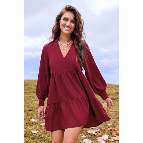 Robe courte à col en V avec manches longues - CUPSHE - Modalova