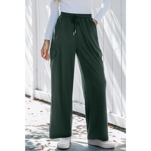 Pantalon utilitaire avec taille à cordon et jambe large vert - CUPSHE - Modalova