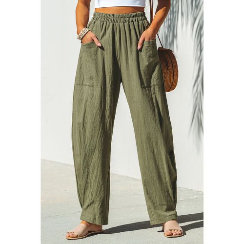 Pantalon en pur coton à jambes trapèze et poches plaquées vert - CUPSHE - Modalova