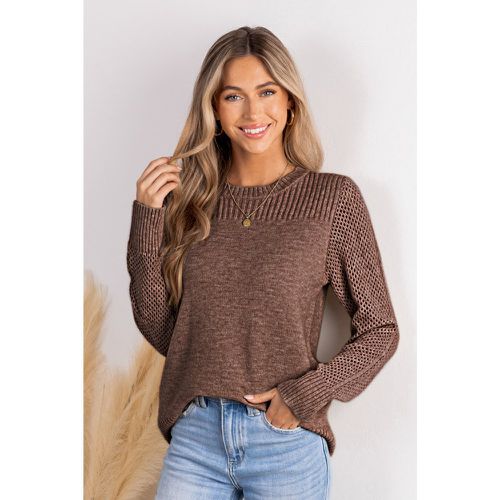 Pull en tricot côtelé à manches longues marron - CUPSHE - Modalova