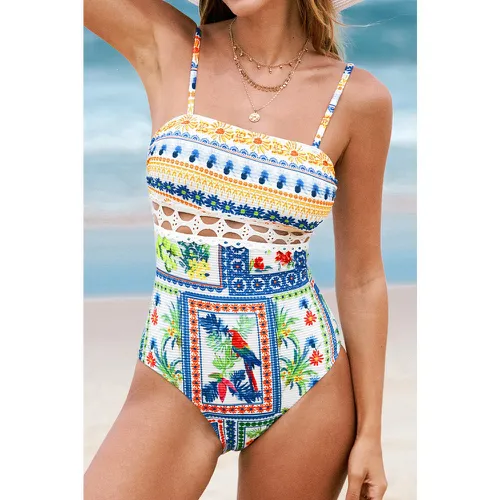 Maillot de bain une pièce tropical à col carré avec découpes - CUPSHE - Modalova