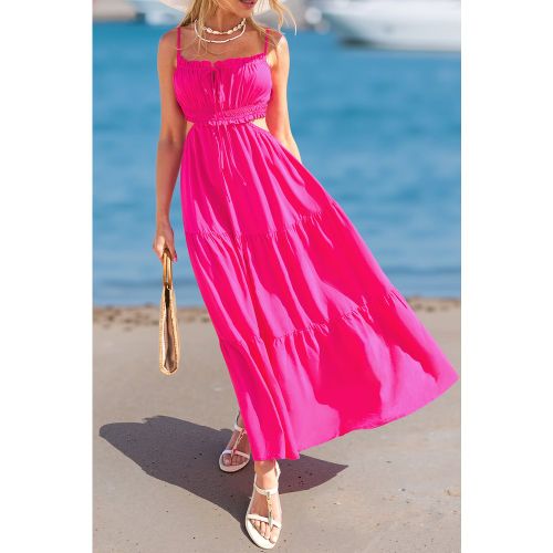 Robe longue rose dos à smocks - CUPSHE - Modalova