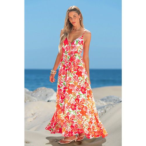 Robe longue florale col surplis sans manches - CUPSHE - Modalova
