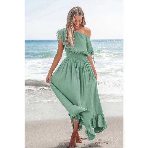 Robe longue verte col asymétrique - CUPSHE - Modalova