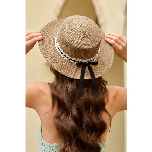 Chapeau en paille avec ruban - CUPSHE - Modalova