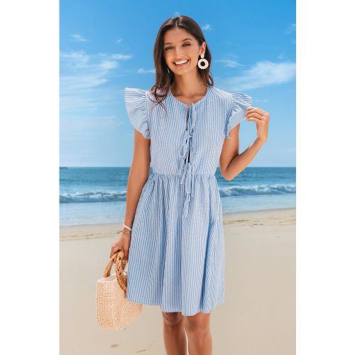 Robe courte à rayures et à nouer - CUPSHE - Modalova