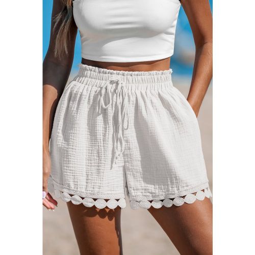 Short cover up blanc tissé garniture en dentelle - CUPSHE - Modalova
