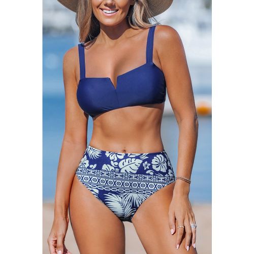 Bikini à col cranté et bretelles ajustables - CUPSHE - Modalova