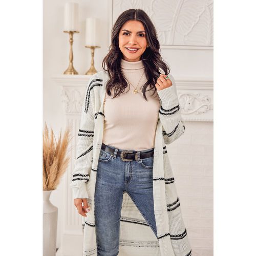 Cardigan longline ouvert sur le devant à rayures - CUPSHE - Modalova