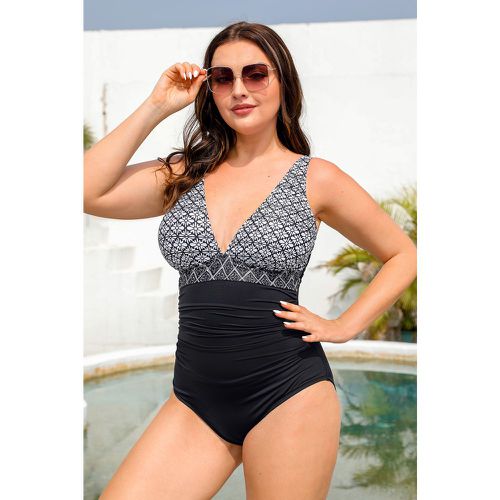 Maillot de bain une pièce grande taille à col en V sculptant - CUPSHE - Modalova