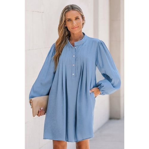 Robe chemise courte plissée à demi-bouton - CUPSHE - Modalova