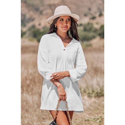 Robe chemise mini en pur coton à manches longues - CUPSHE - Modalova