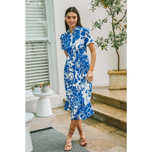 Robe chemise midi à fleurs tropicales bleue - CUPSHE - Modalova