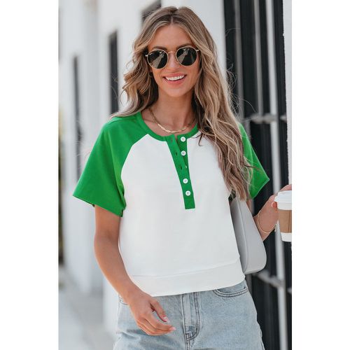 T-shirt henley vert contrasté - CUPSHE - Modalova