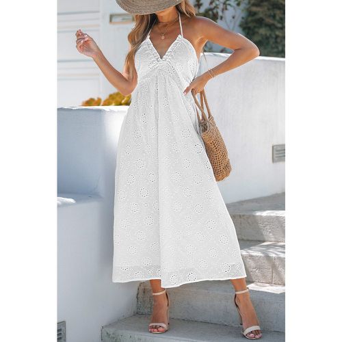 Robe longue en pur coton à œillets et dos nu blanche - CUPSHE - Modalova