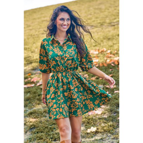 Robe courte à fleurs et jaunes avec demi-manches - CUPSHE - Modalova