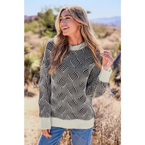 Pull à col rond et manches longues avec tresse et blanc - CUPSHE - Modalova