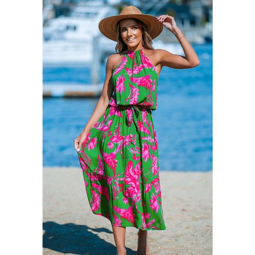 Robe maxi verte avec col licou à fleurs - CUPSHE - Modalova