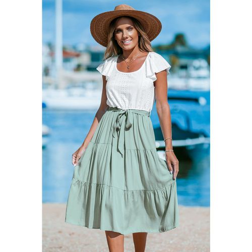 Robe midi avec haut à volants en œillets et jupe verte - CUPSHE - Modalova