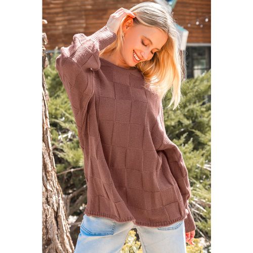 Pull à manches longues avec col rond et patchwork marron - CUPSHE - Modalova