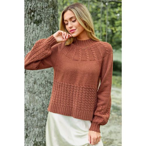 Pull à col montant et manches longues bouffantes marron - CUPSHE - Modalova