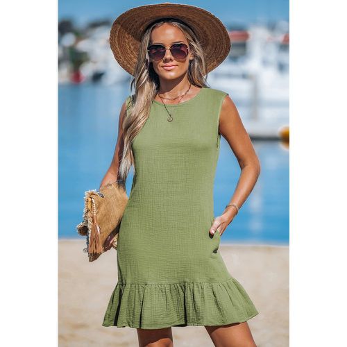 Robe courte froissée sans manches olive - CUPSHE - Modalova