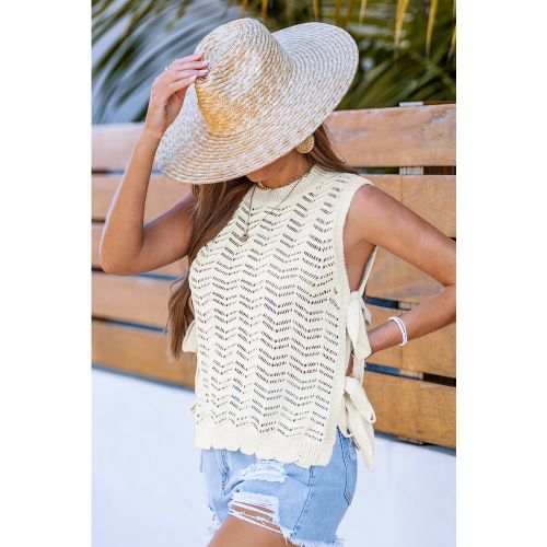 Top crème en tricot ourlet fendu - CUPSHE - Modalova