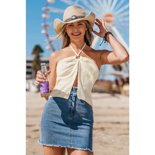 Top cover up crème en tricot anneau en O - CUPSHE - Modalova