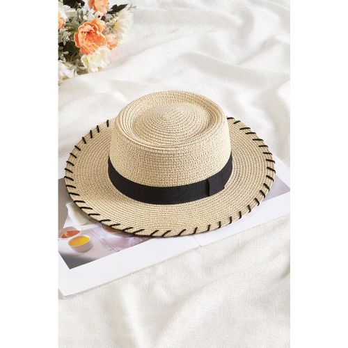 Chapeau de paille structurée coutures contrastées - CUPSHE - Modalova