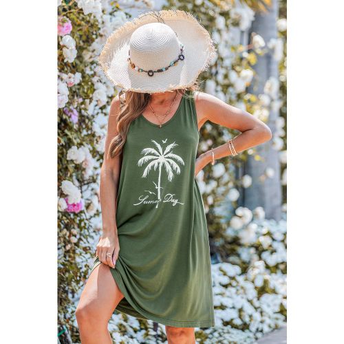 Robe verte graphique col scoop - CUPSHE - Modalova