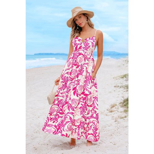 Robe longue florale col cranté sans manche - CUPSHE - Modalova