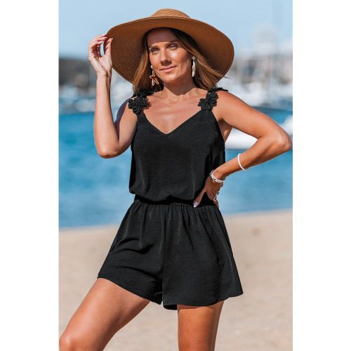 Combishort noir col V jambe droite - CUPSHE - Modalova