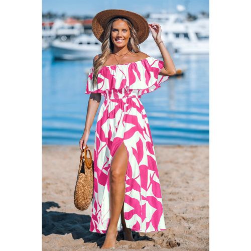 Robe longue tropicale col asymétrique fendue sur le côté - CUPSHE - Modalova