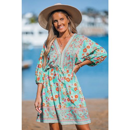 Robe courte paisley avec col plongeant - CUPSHE - Modalova