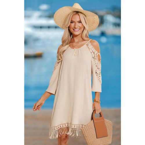 Robe courte beige à épaules dénudées et glands - CUPSHE - Modalova