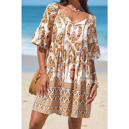 Robe courte boho avec col cranté - CUPSHE - Modalova