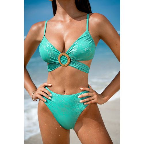 Bikini aqua col diamant taille haute - CUPSHE - Modalova
