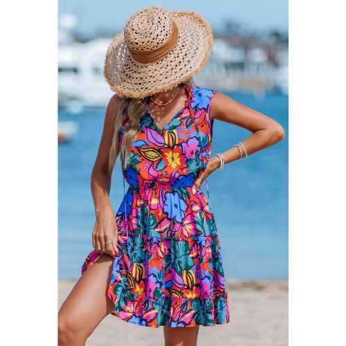 Robe courte florale tissée sans manches - CUPSHE - Modalova