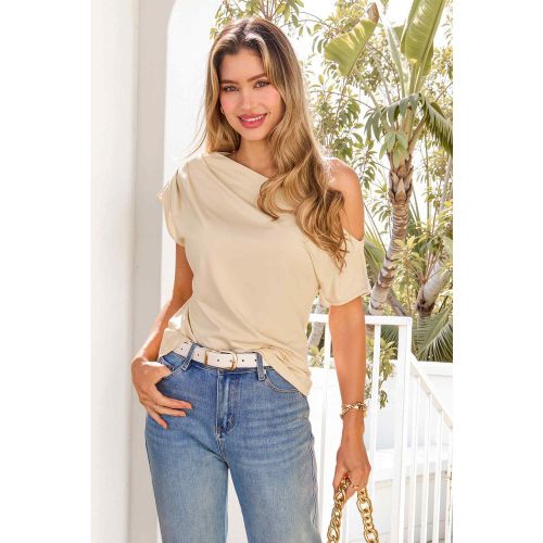 T-shirt beige manches courtes - CUPSHE - Modalova