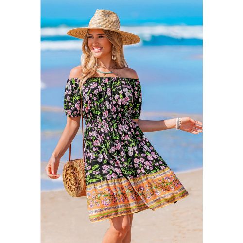 Robe courte florale tissée épaule dénudée - CUPSHE - Modalova
