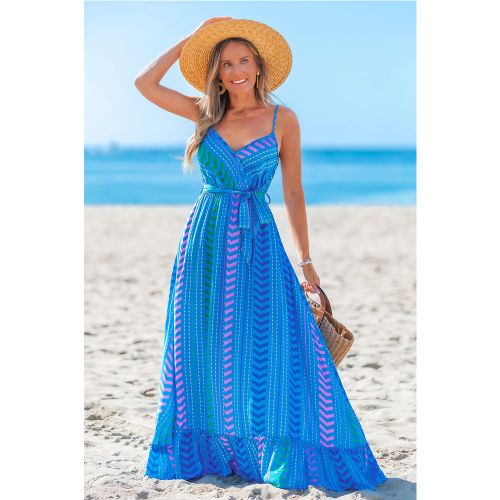 Robe longue boho col surplis taille à smocks - CUPSHE - Modalova