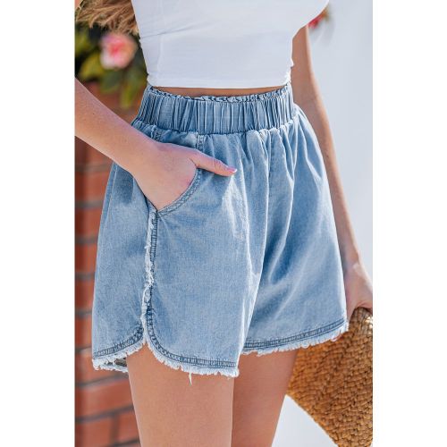 Short en denim ourlet incurvé - CUPSHE - Modalova